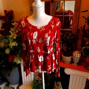 TORRID, Size 0, Rayon, Stretchy Floral BOHO Blouse